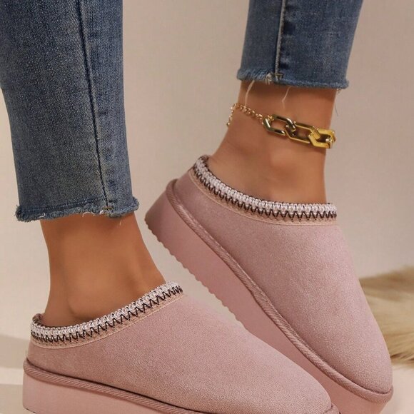 Baby Pink Women's Ultra-Soft Plush Cozy Anti-Slip Slip-On Slippers - Picture 3 of 6